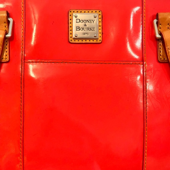 Dooney & Bourke Orange/ Salmon Patent Leather Tote Bag EUC - Picture 2 of 13